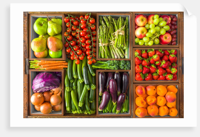 Fruit and vegetables in boxes by Assaf Frank